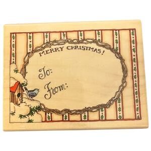 Holly Pond Hill Susan Wheeler Snowy BirdHouse Tag K13130 Rubber Stamp
